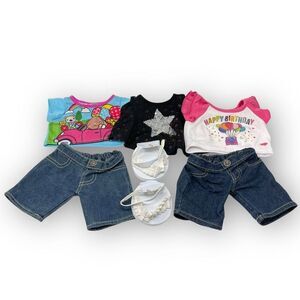 Build A Bear Workshop BABW Clothing Lot Jeans Shoes Shirts Kabu Friends Star